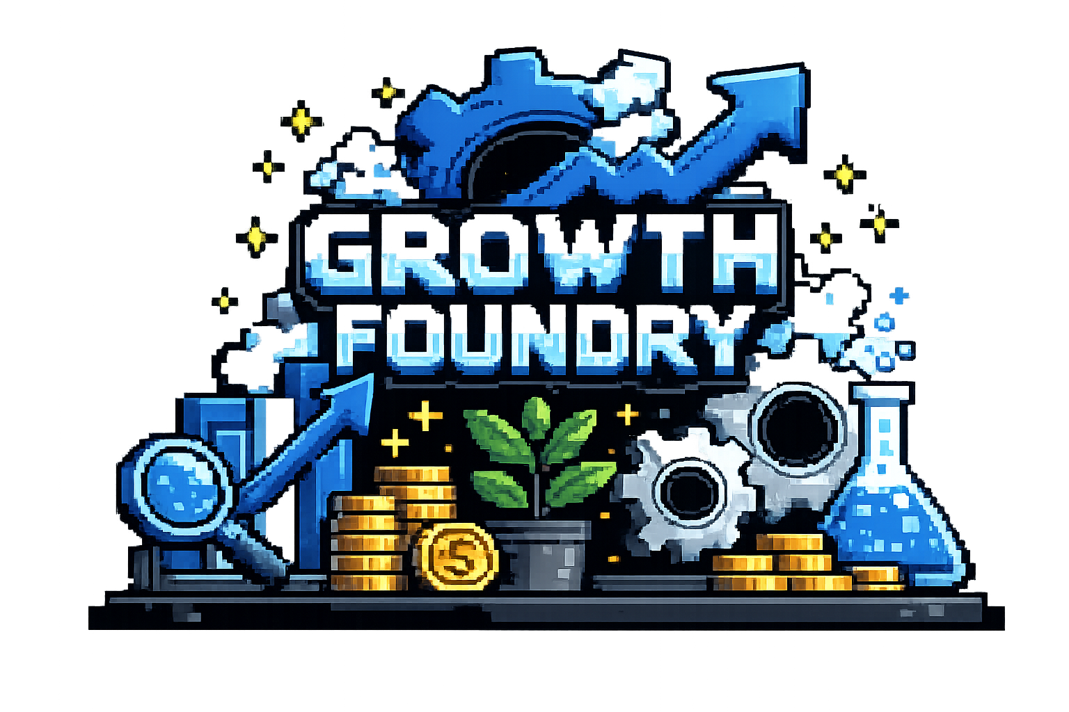 Growth Foundry — Pixel Art Brand Illustration